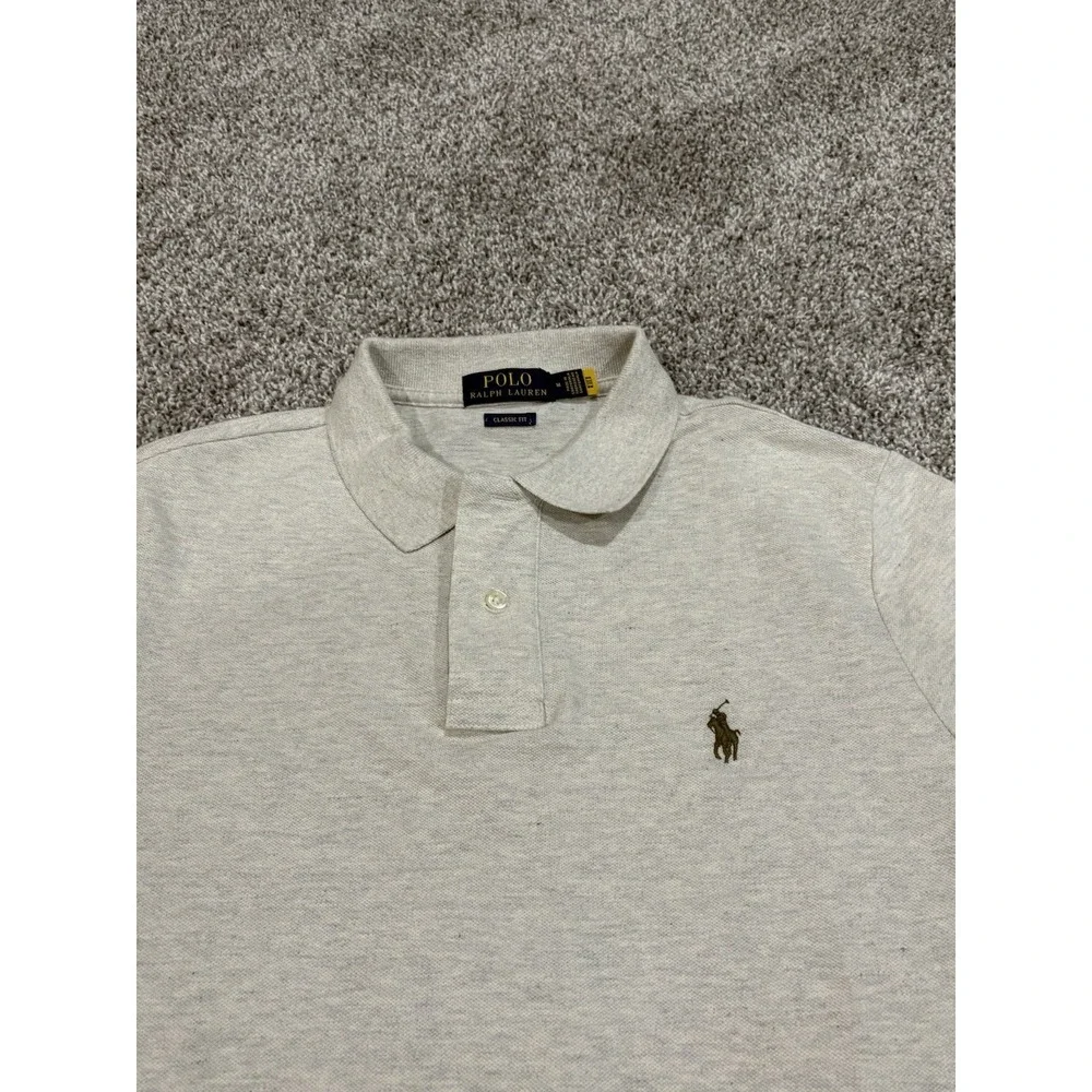 Polo Ralph Lauren Mens Medium Light Gray  Short Sleeve Polo Classic Fit